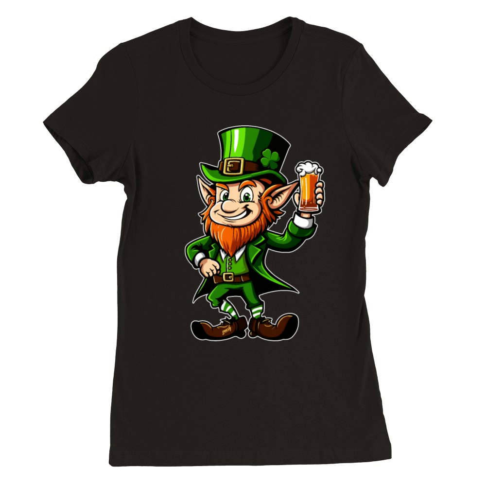 St Pattys Day Beer Drinking Leprechaun by gnarly Premium Womens Crewneck T-shirt