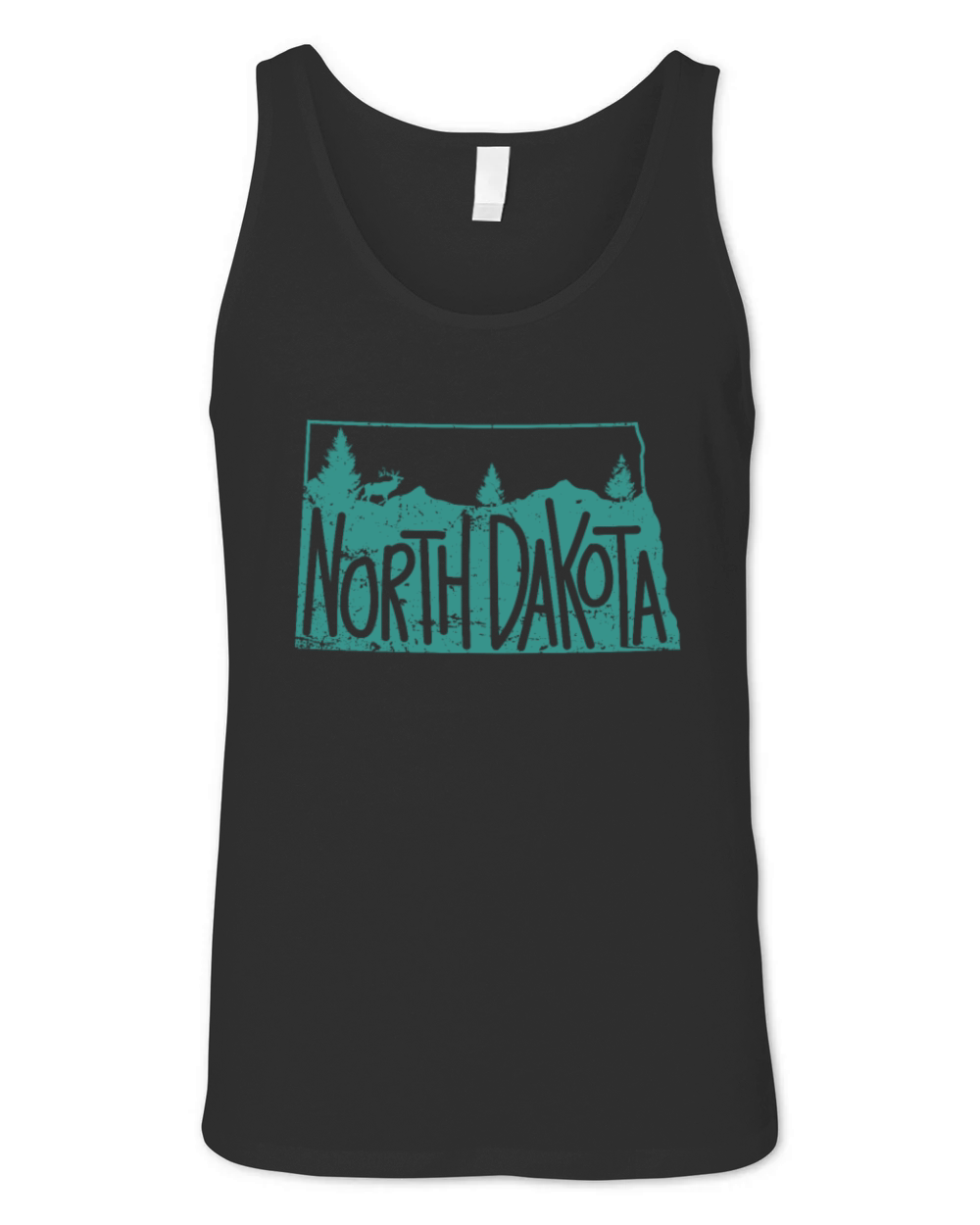 North Dakota Map with Skyline America Unisex Jersey Tank