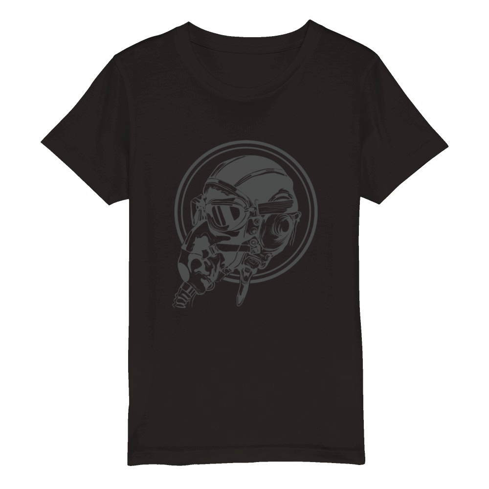 Airman with Gas Mask in Cockpit Organic Kids Crewneck T-shirt