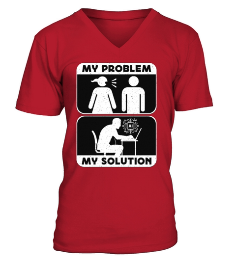 Artificial Intelligence My Problem Pictogram Dad V-Neck T-shirt