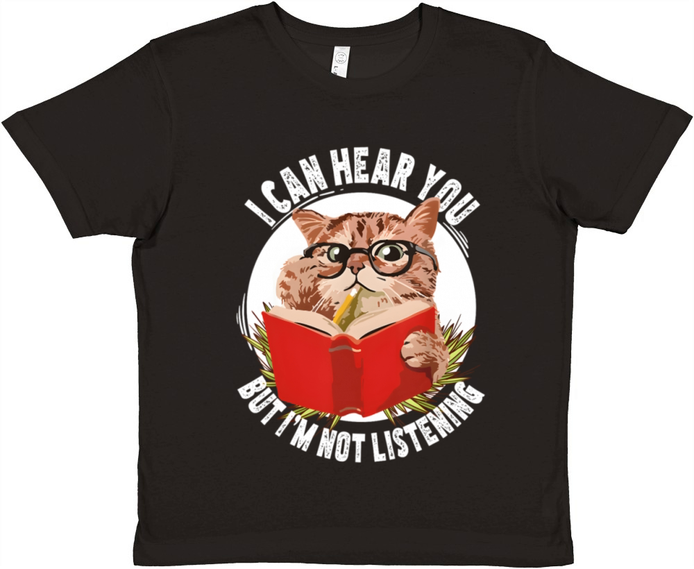 Cat I Can Hear You But IM Listening Premium Kids Crewneck T-shirt