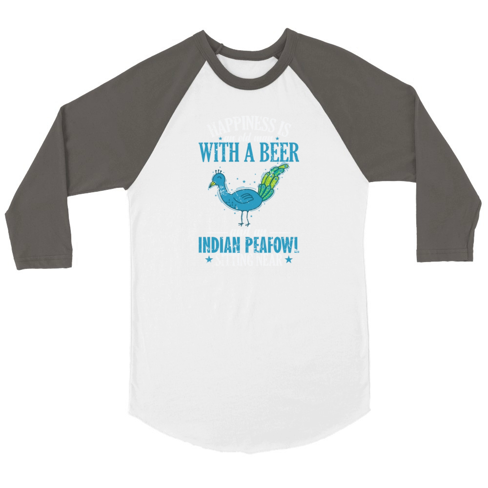 old Man with a Beer Peafowl sitting near Unisex ¾ sleeve Raglan T-shirt