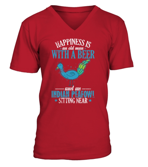 old Man with a Beer Peafowl sitting near V-Neck T-shirt