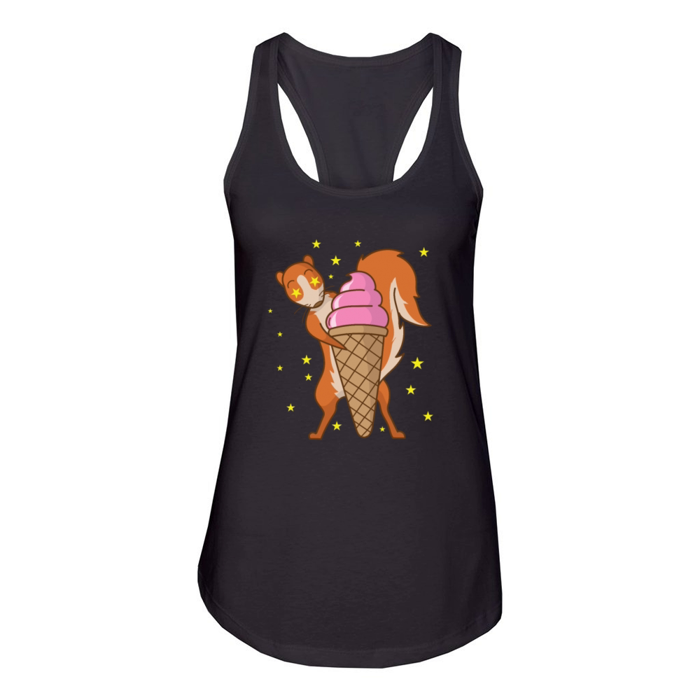 Squirrel loves Ice Cream Tree Rodent Women's Racerback Tank