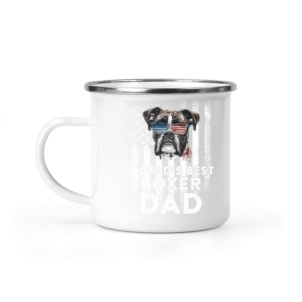 Vintage Usa Flag World s Best Boxer Dog Dad Camping Mug