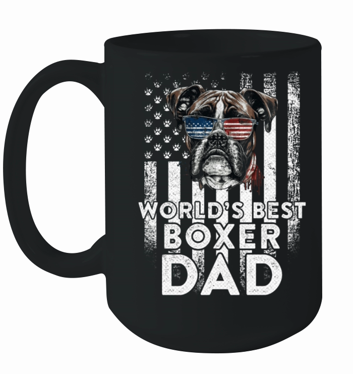 Vintage Usa Flag World s Best Boxer Dog Dad Ceramic Mug