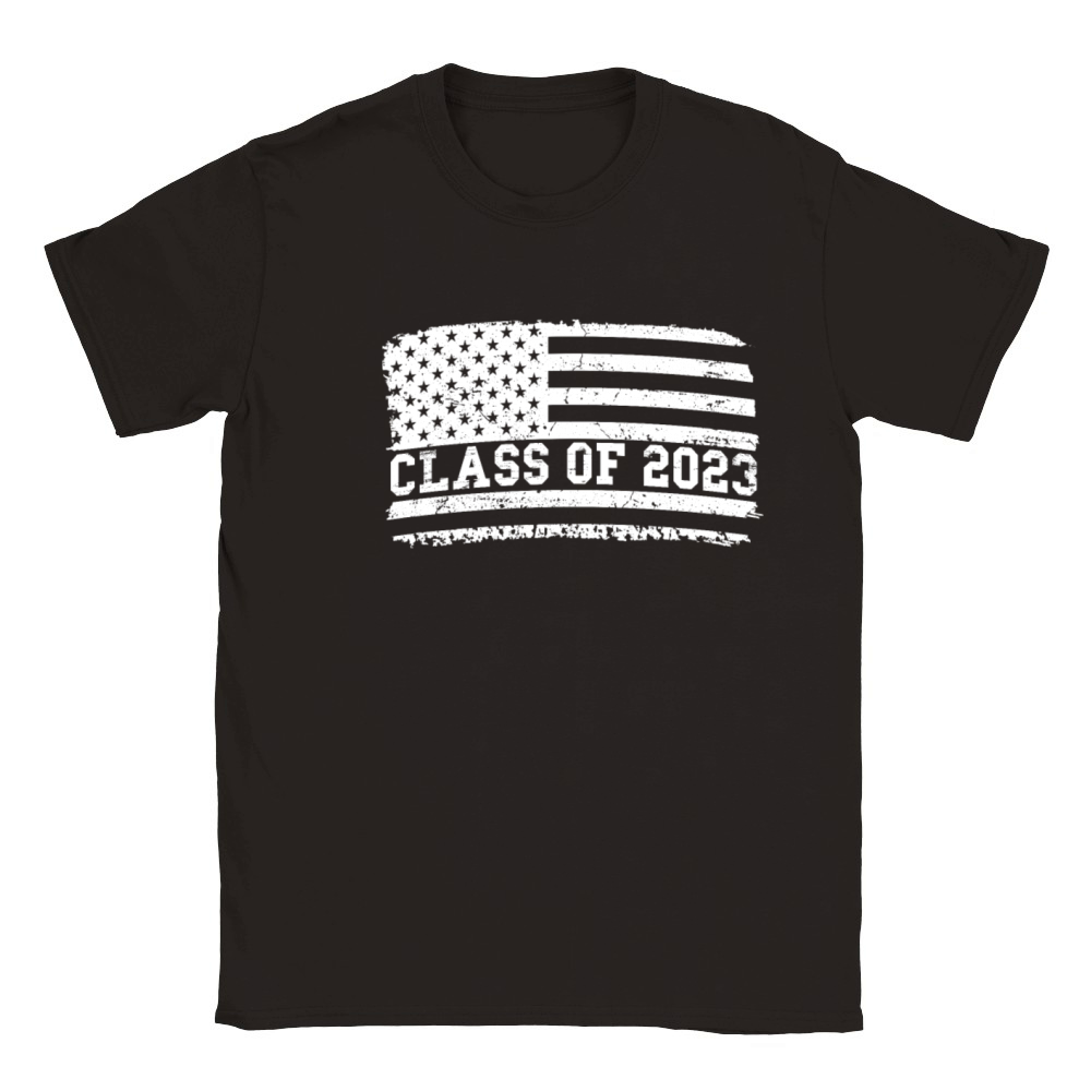 Graduation Class of 2023 Vintage Us American Flag Classic Kids Crewneck T-shirt
