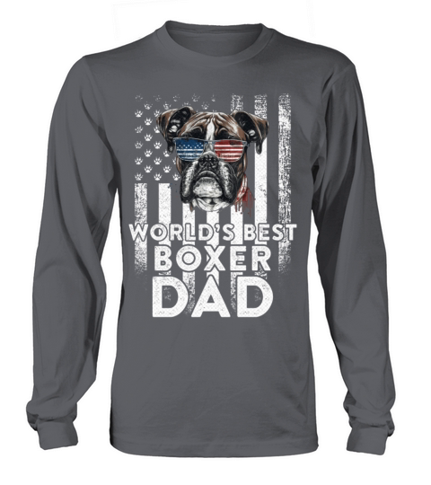 Vintage Usa Flag World s Best Boxer Dog Dad Long sleeved Unisex
