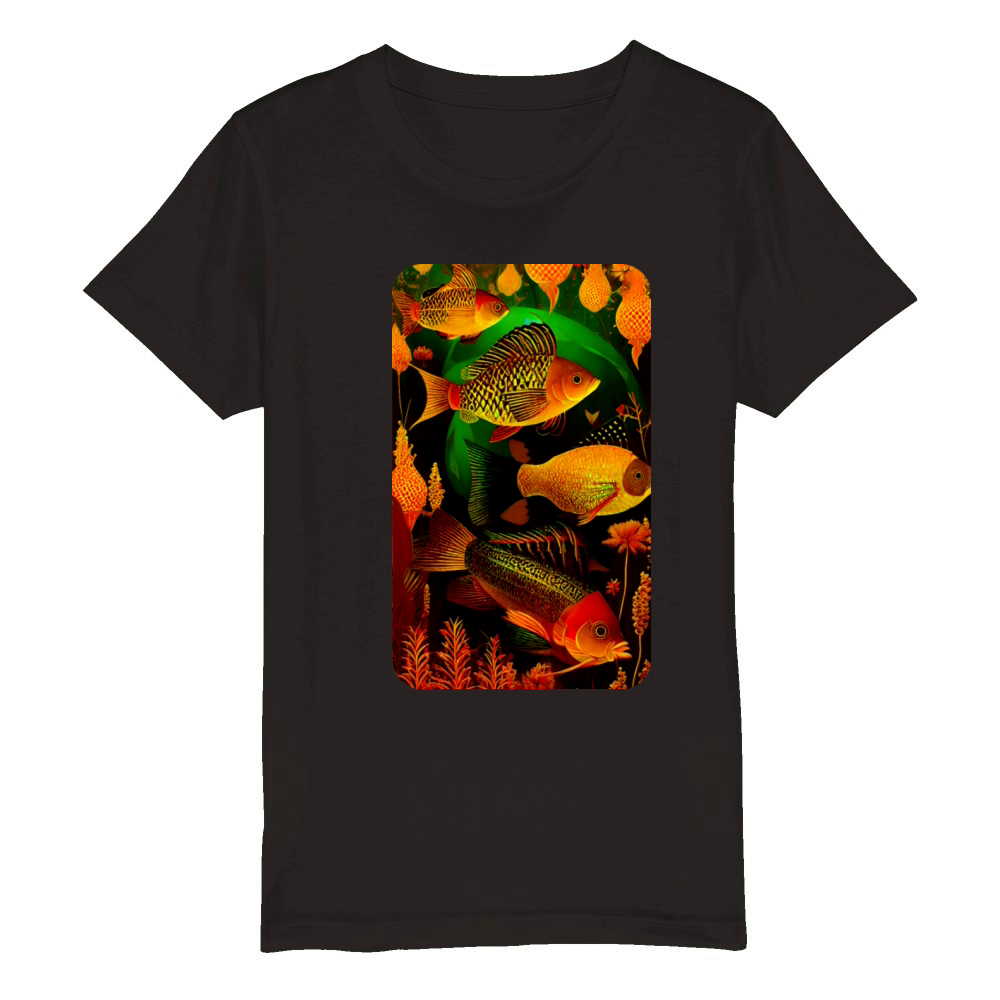 Vintage Deep Sea Art by Dreamscape Shirts Organic Kids Crewneck T-shirt