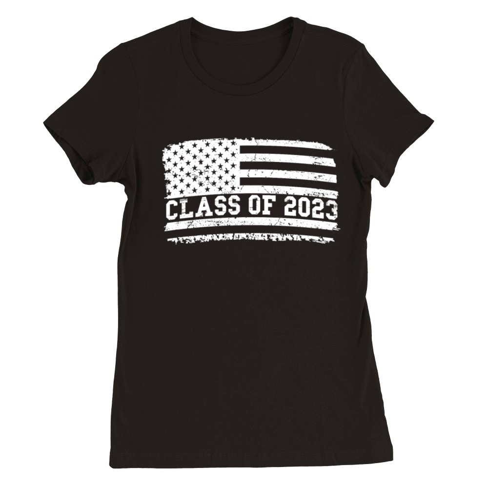 Graduation Class of 2023 Vintage Us American Flag Premium Womens Crewneck T-shirt