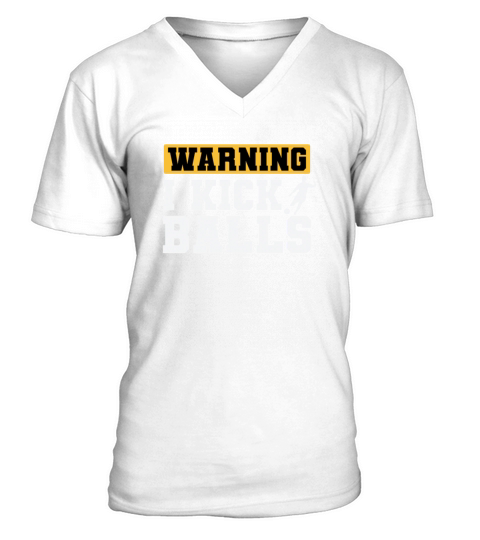 Warning I Kick Balls Rubber Ball Kickball V-Neck T-shirt