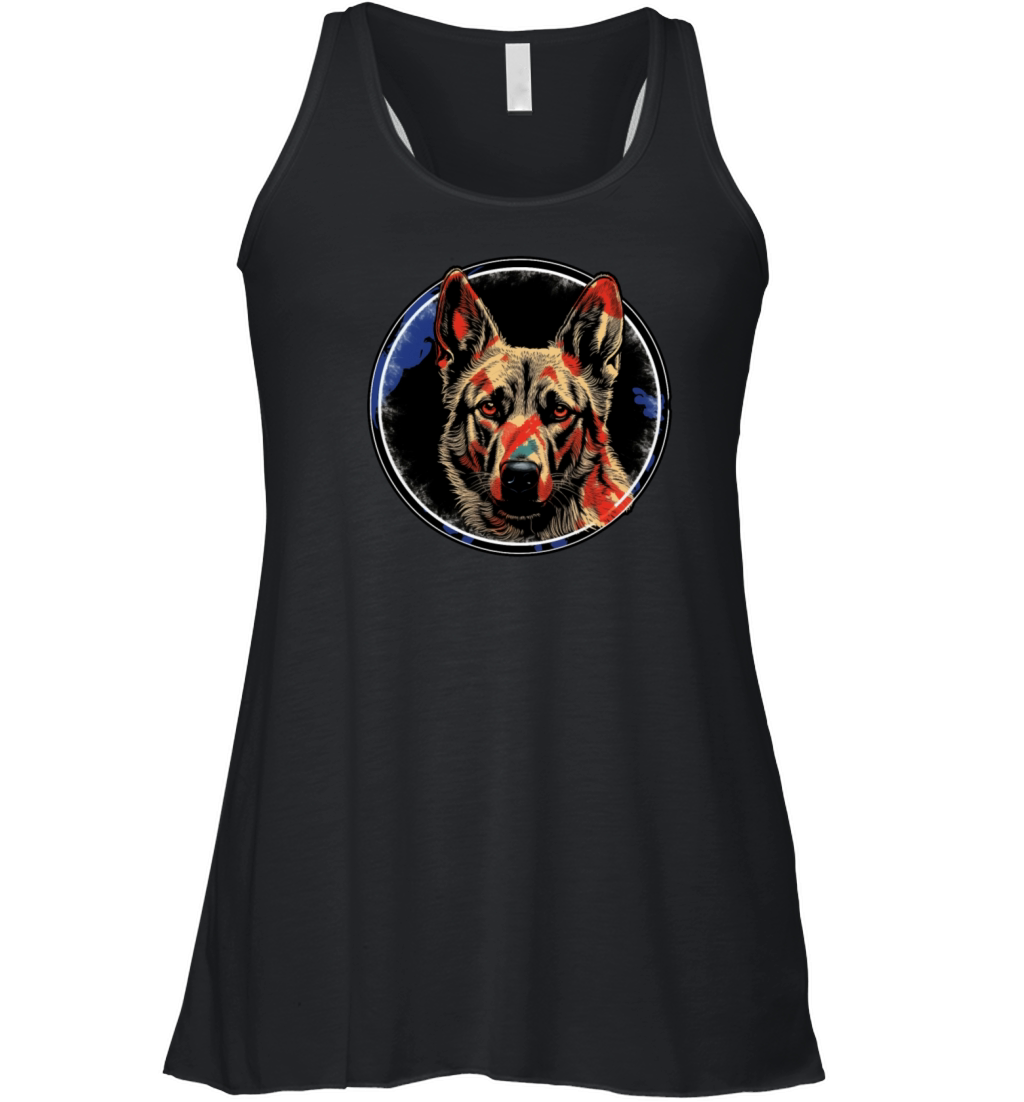 German Shepherd Funny Dog Vintage Retro French Women's Flowy Tank Top