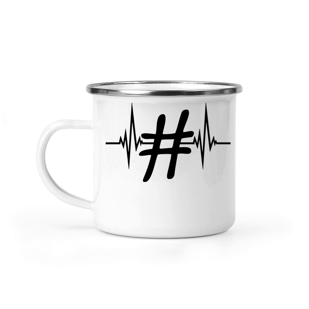 Heartbeat Pulse Hashtag Camping Mug