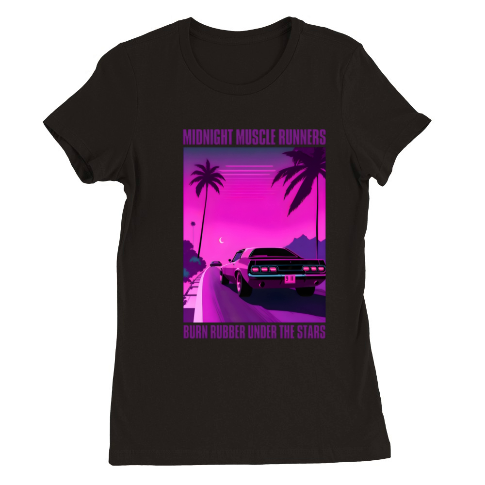 Retro 80s Nostalgic Vaporwave Muscle Car Racing Premium Womens Crewneck T-shirt