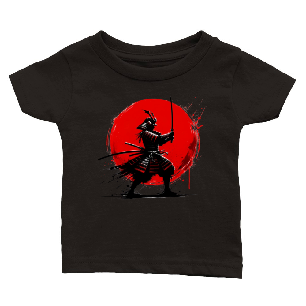 Japanese Samurai Silhouette Vintage Fighter Retro Classic Baby Crewneck T-shirt