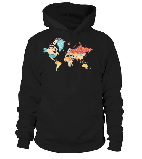 Map Of The Earth From Word Cloud - One World Hoodie Unisex