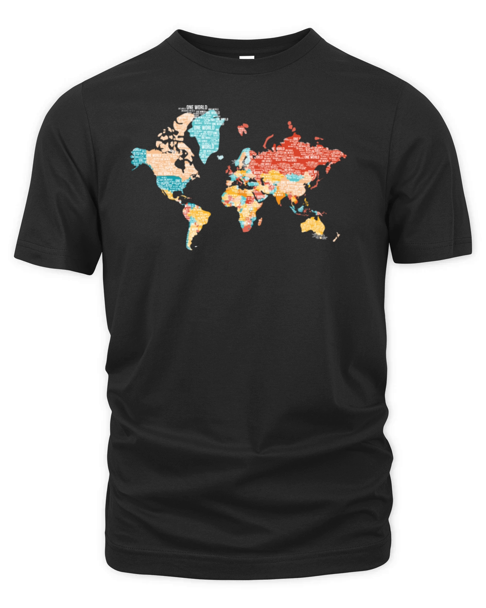 Map Of The Earth From Word Cloud - One World Organic Unisex T-shirt