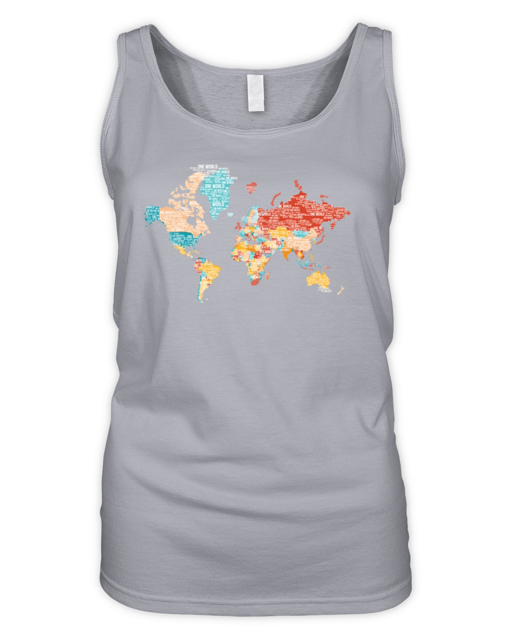 Map Of The Earth From Word Cloud - One World Organic Women's Tank Top