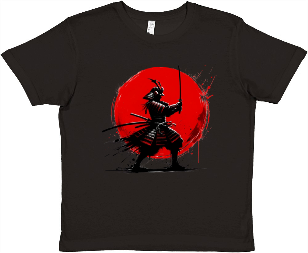Japanese Samurai Silhouette Vintage Fighter Retro Premium Kids Crewneck T-shirt