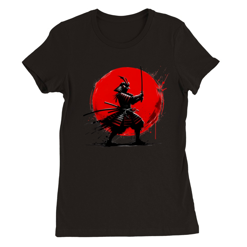 Japanese Samurai Silhouette Vintage Fighter Retro Premium Womens Crewneck T-shirt
