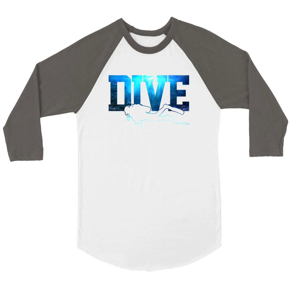 Scuba Diving Funny Vintage Diver Gift Unisex ¾ sleeve Raglan T-shirt