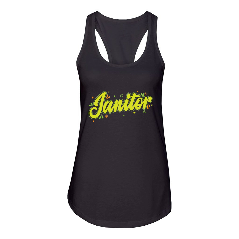 Janitor Profession Work Building Women's Racerback Tank