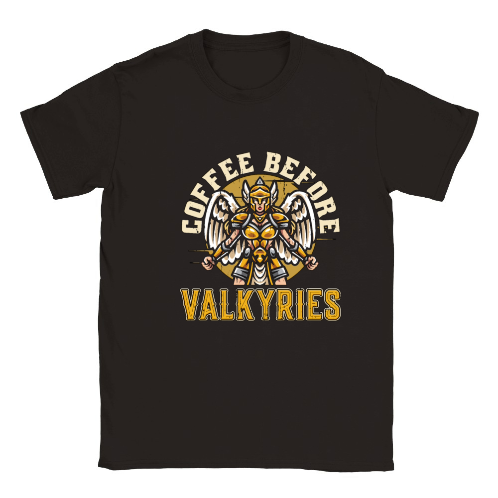 Valkyries Coffee Before Norse Goddess Coffee Lover Classic Kids Crewneck T-shirt