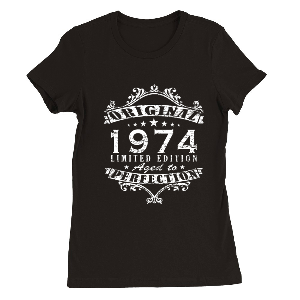 Year 1974 born Vintage Birthday Gift Premium Womens Crewneck T-shirt