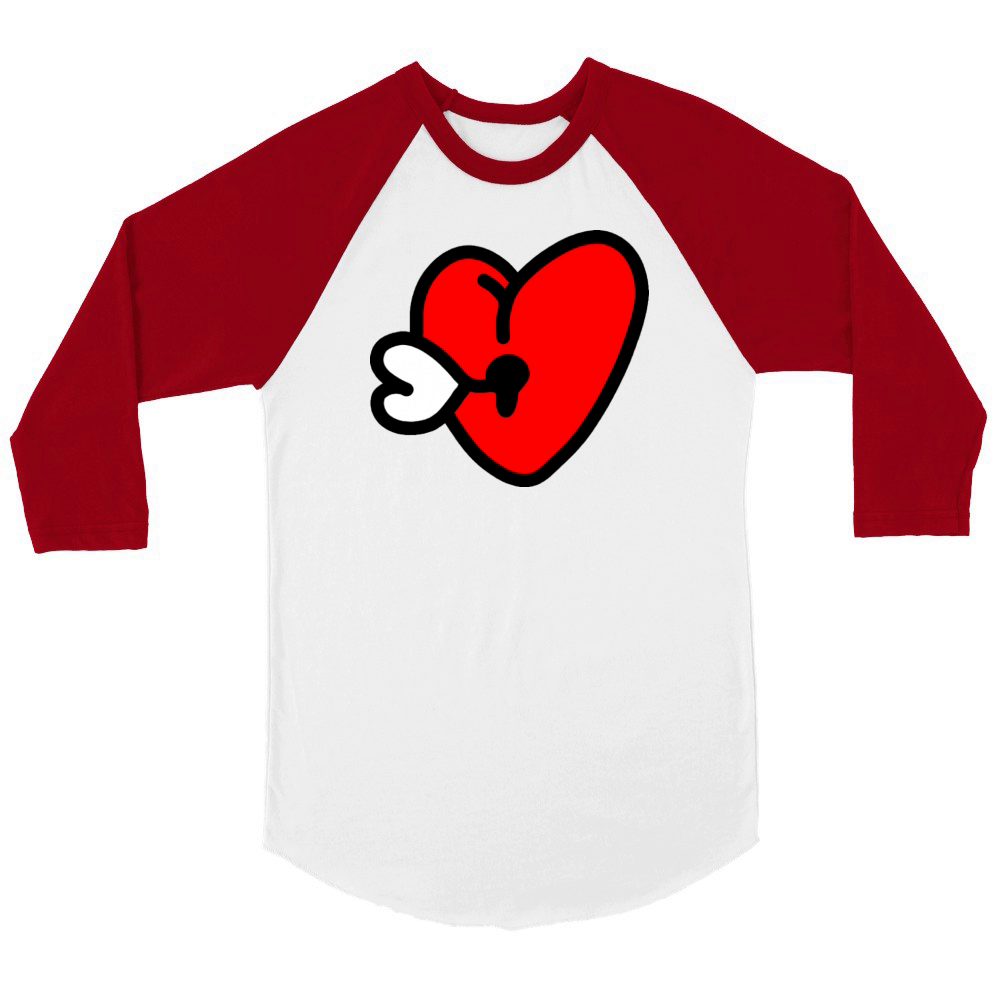 Heart Key Love Unisex ¾ sleeve Raglan T-shirt