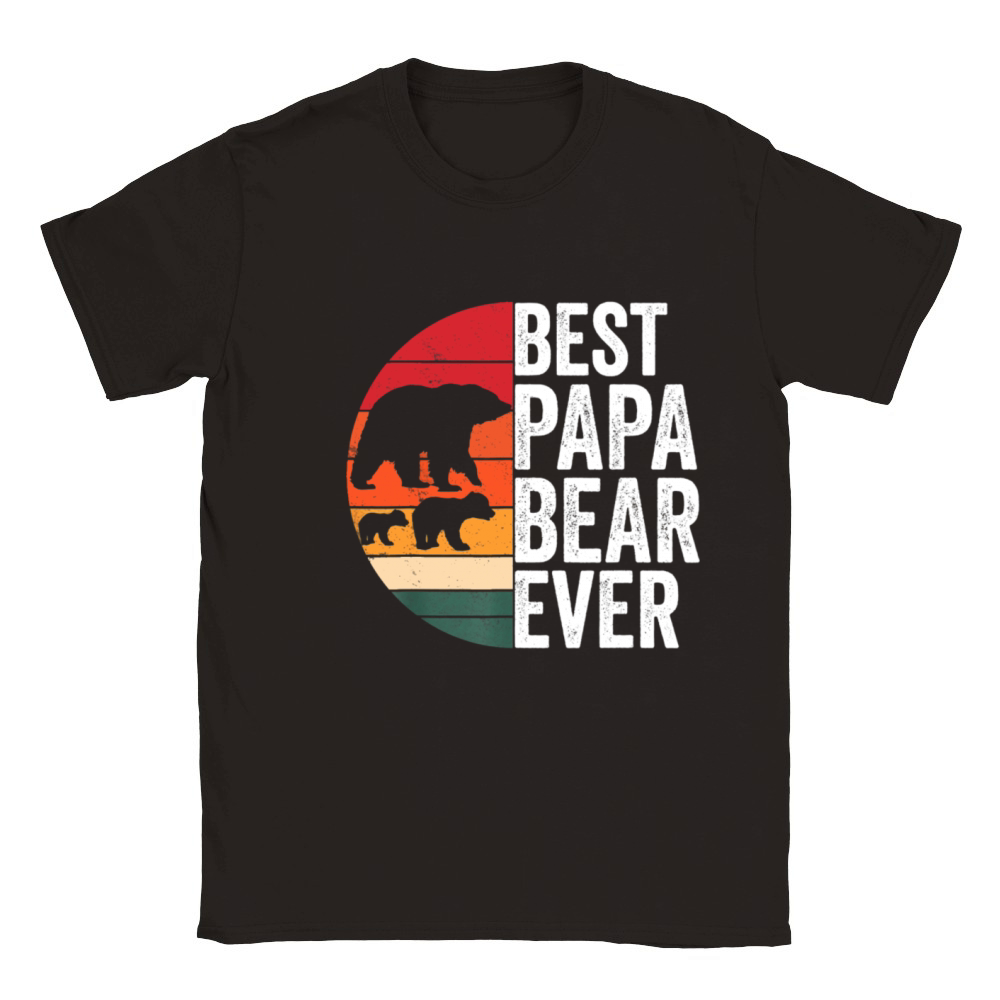 Best Papa Bear Ever Father Vintage Quote Classic Kids Crewneck T-shirt