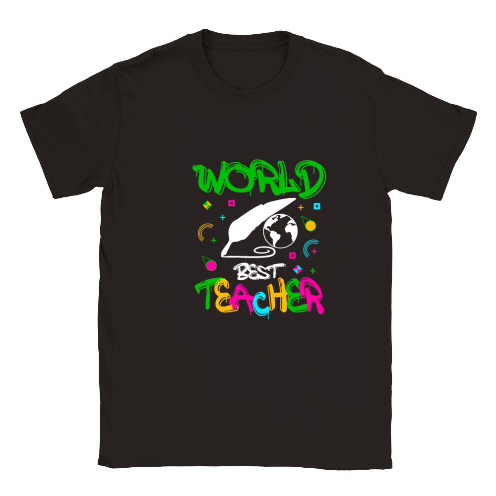 World Best Teacher Funny Quotes Gifts Classic Kids Crewneck T-shirt