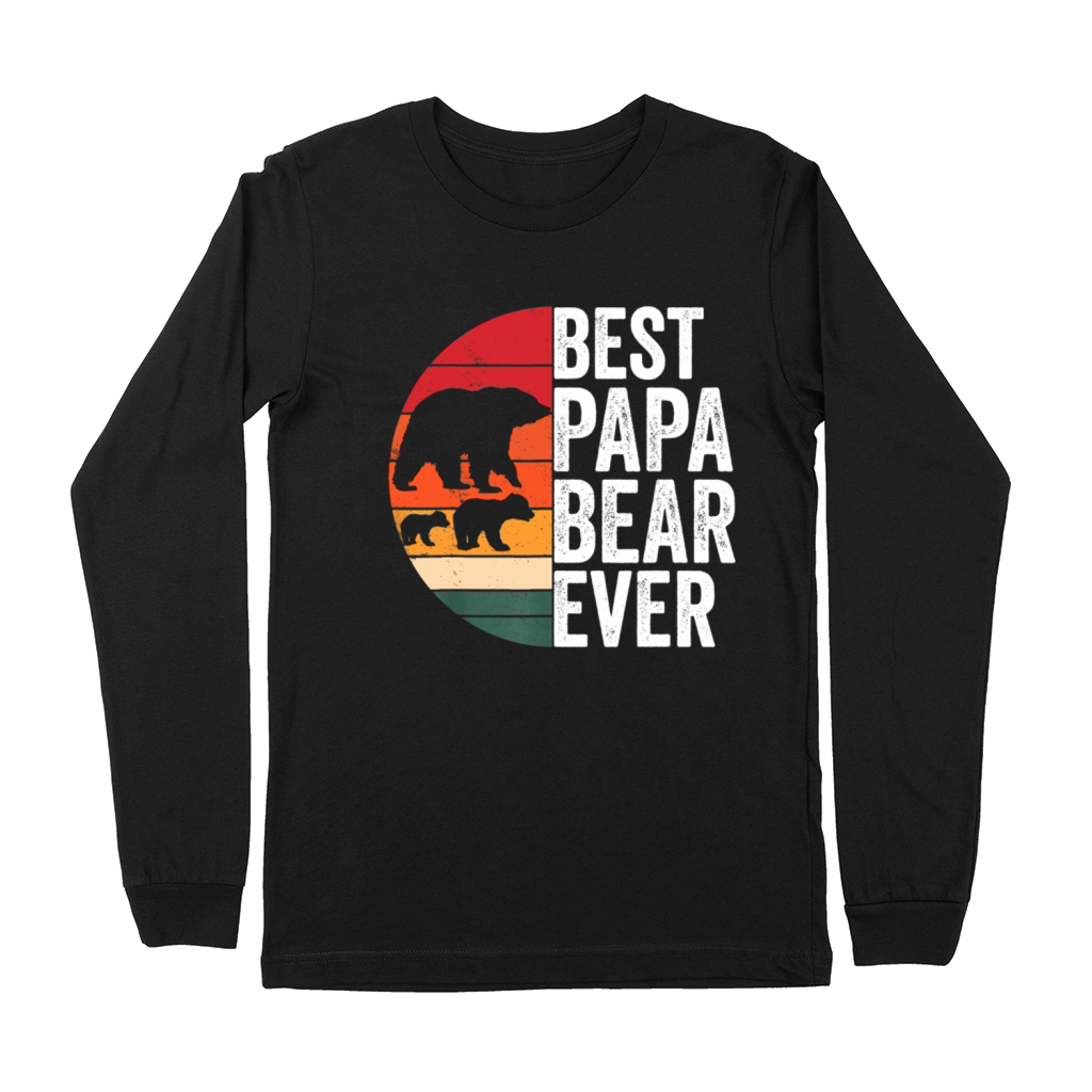 Best Papa Bear Ever Father Vintage Quote Premium Long Sleeve