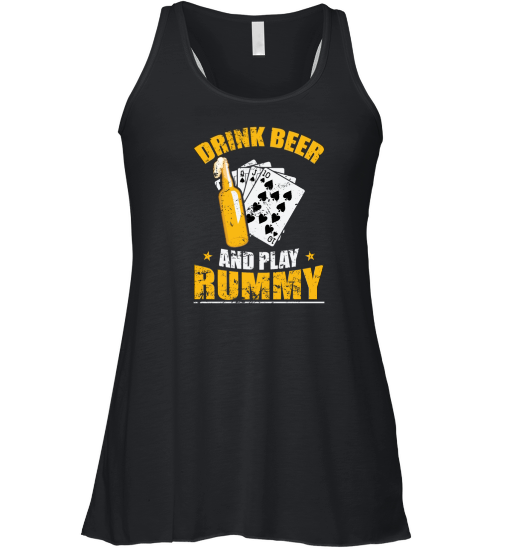 Drink Beer and play Rummy Card Game Romme Women's Flowy Tank Top