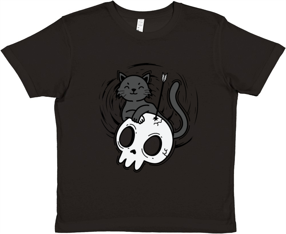 Cat with Head Gothic Style Premium Kids Crewneck T-shirt