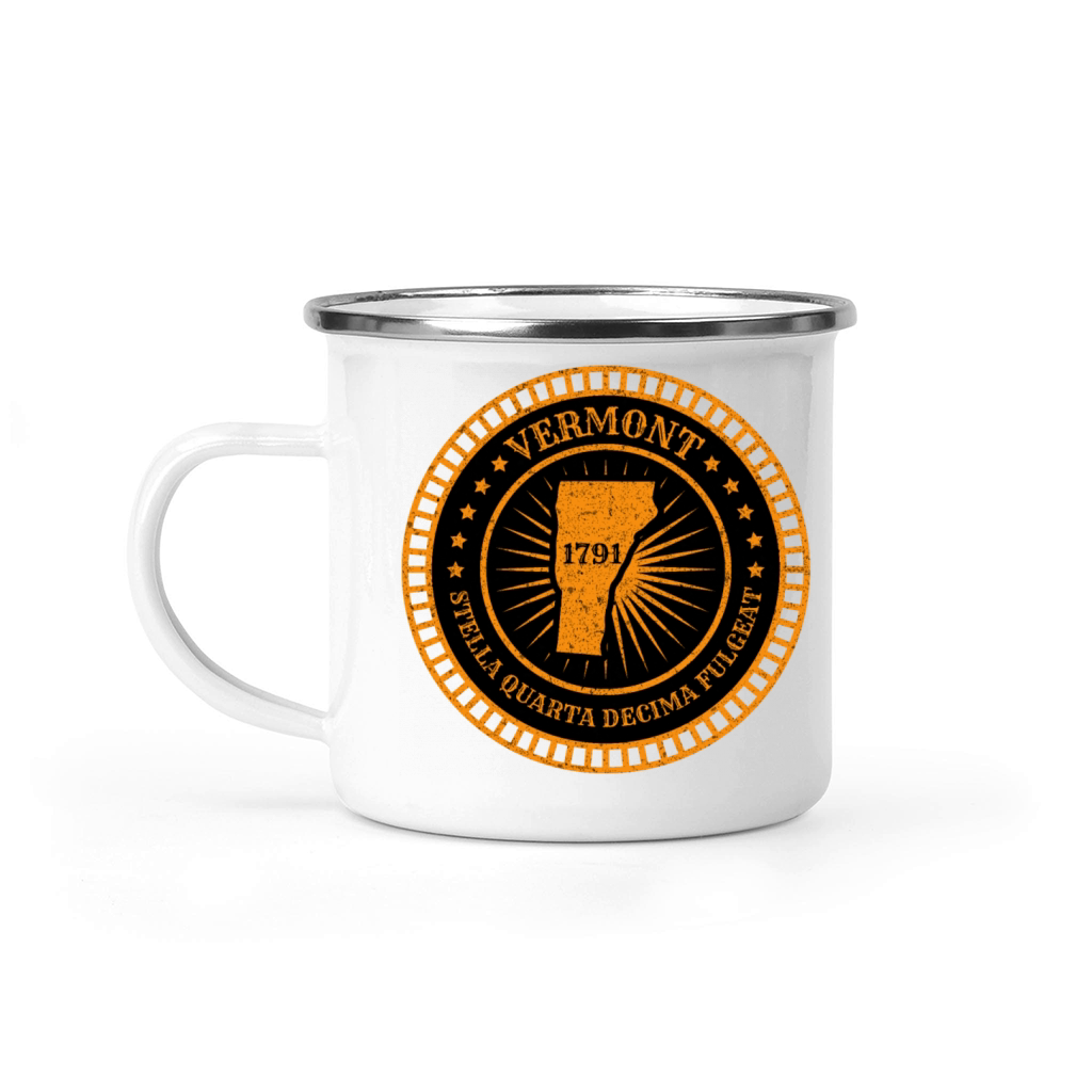 Vermont - VT Map Badge Motto Slogan Green Mountain Camping Mug