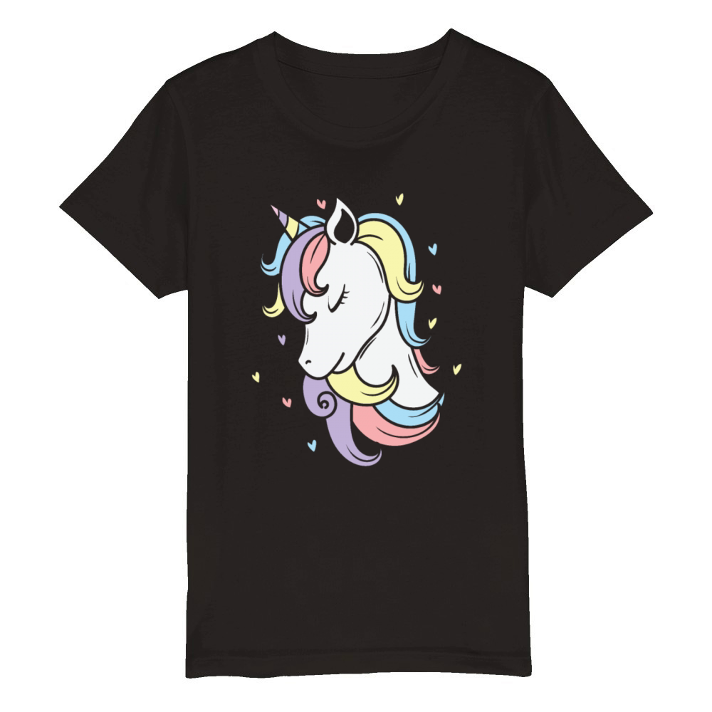 Fantasy Horse pretty Unicorn with great Hairdo Organic Kids Crewneck T-shirt