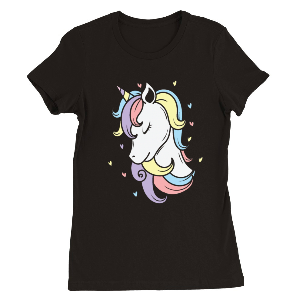 Fantasy Horse pretty Unicorn with great Hairdo Premium Womens Crewneck T-shirt