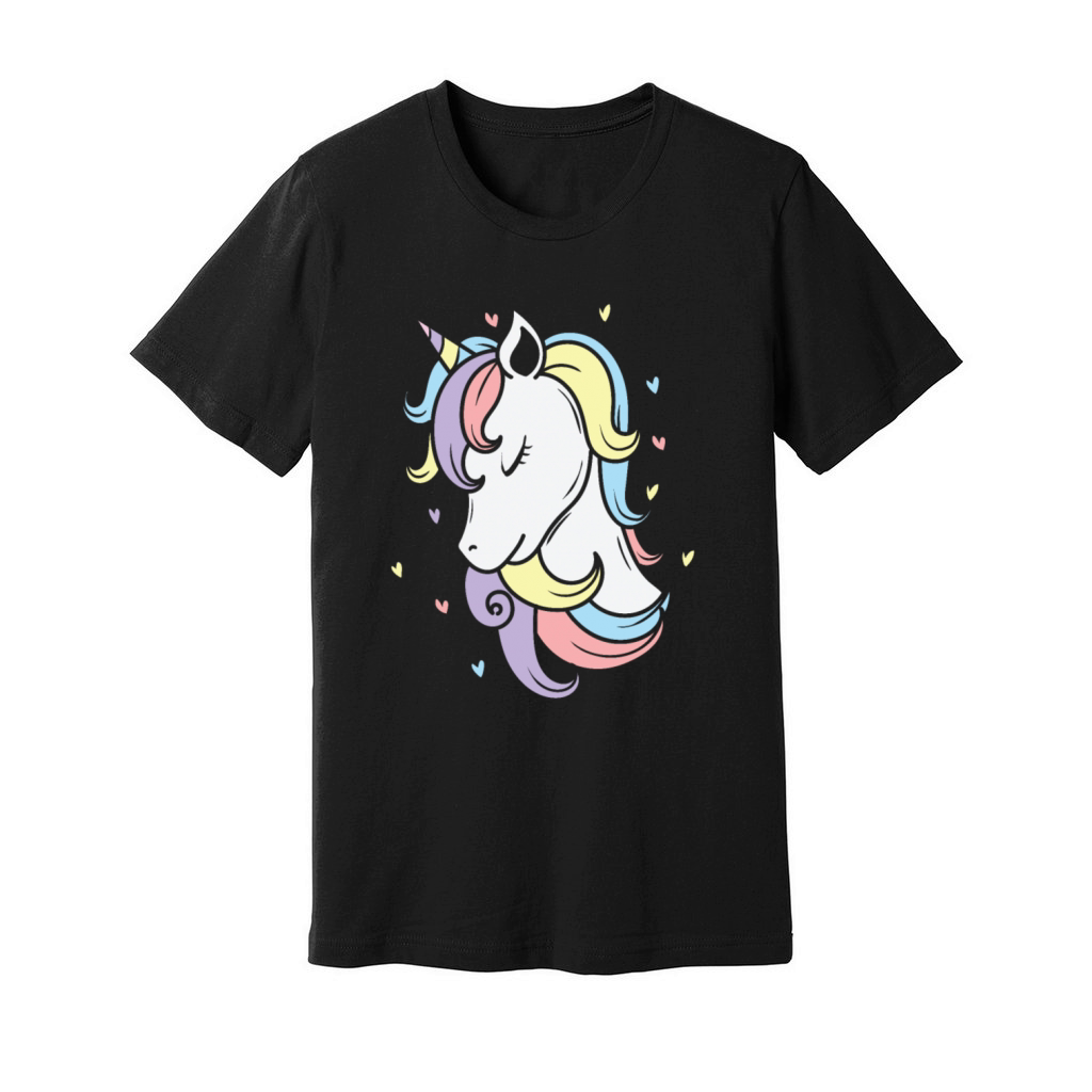 Fantasy Horse pretty Unicorn with great Hairdo Unisex Jersey Tee