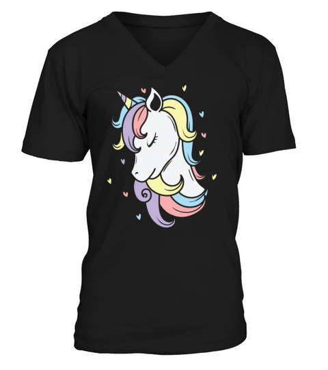 Fantasy Horse pretty Unicorn with great Hairdo V-Neck T-shirt