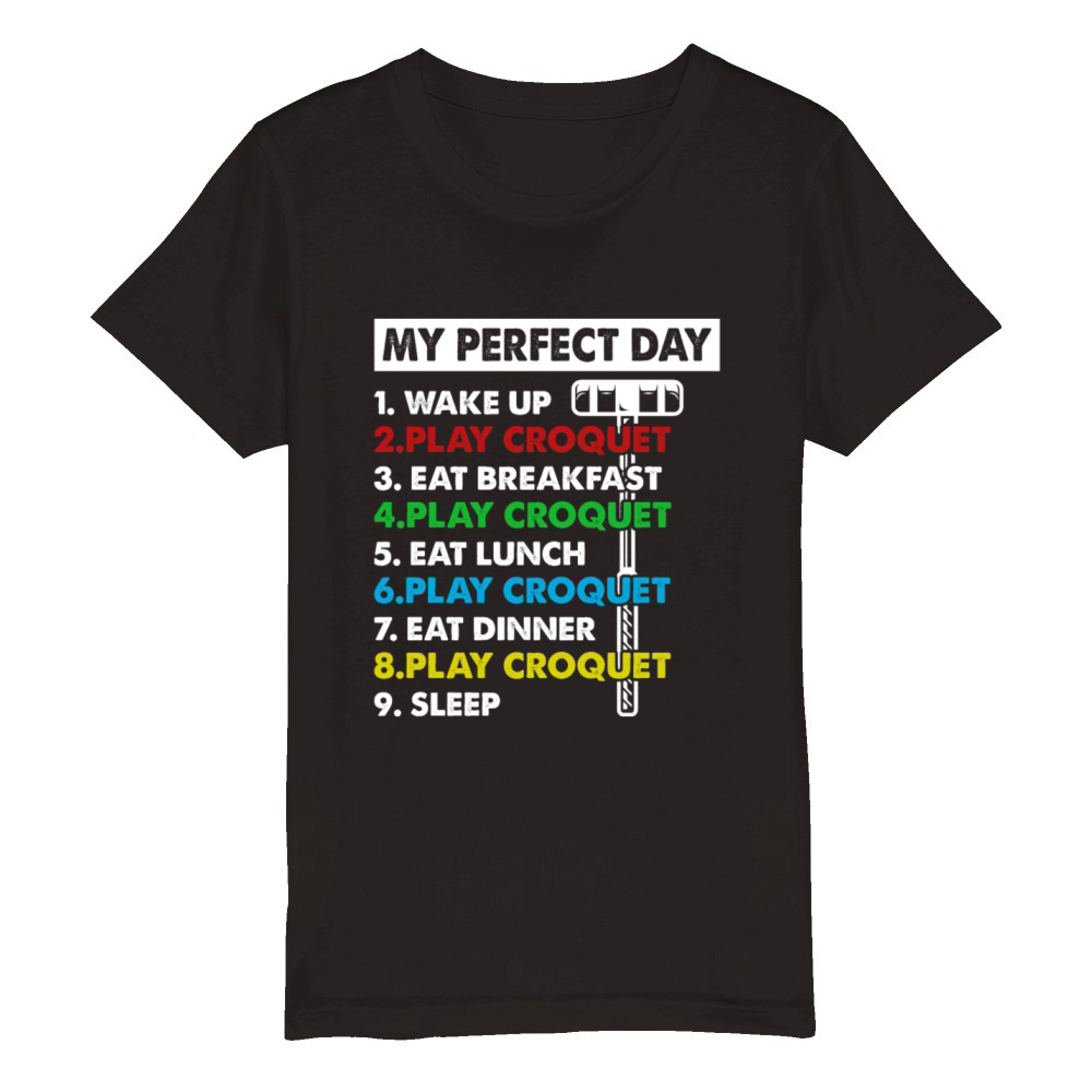 Playing Croquet Day Plan Croquet Player Organic Kids Crewneck T-shirt