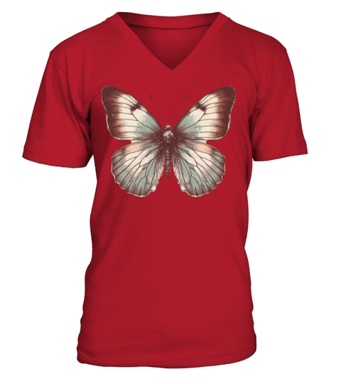 Beautiful Butterfly in Rustic Boho Colors V-Neck T-shirt