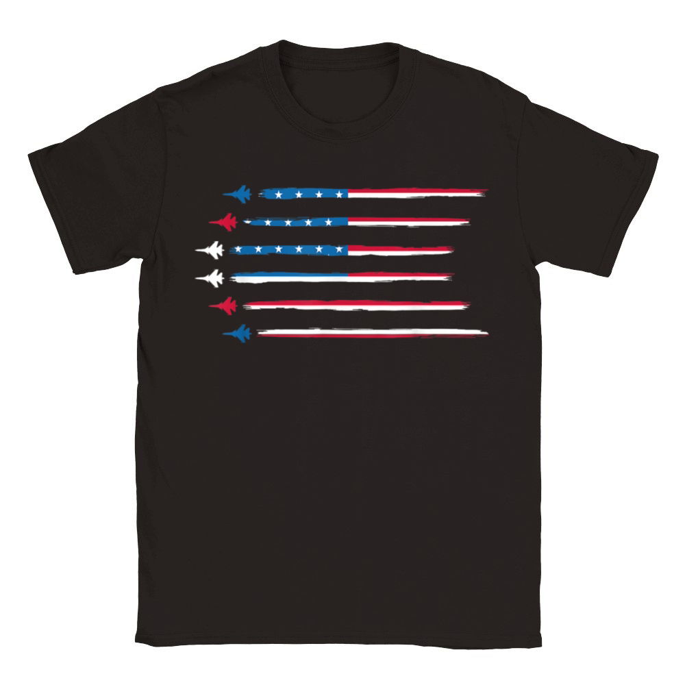 American Flag Military Jet Plane Classic Kids Crewneck T-shirt