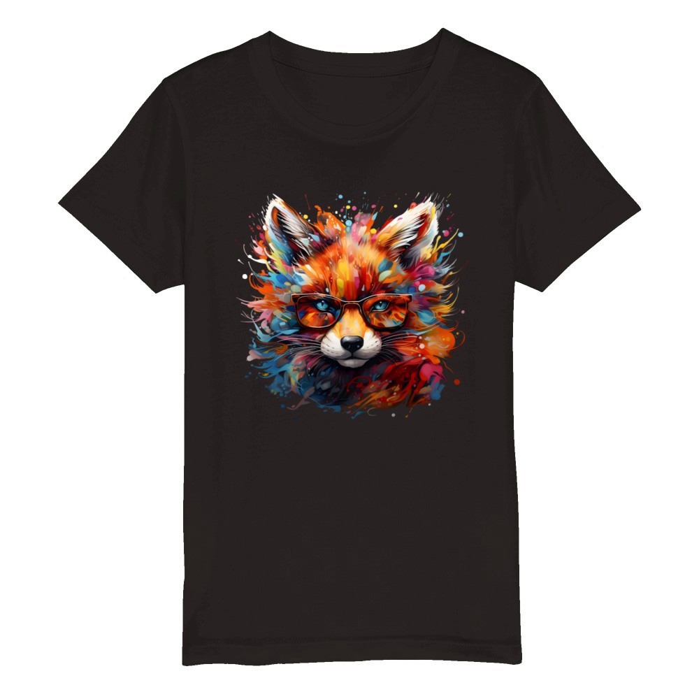 Wild Free Abstract Pop Fox Organic Kids Crewneck T-shirt
