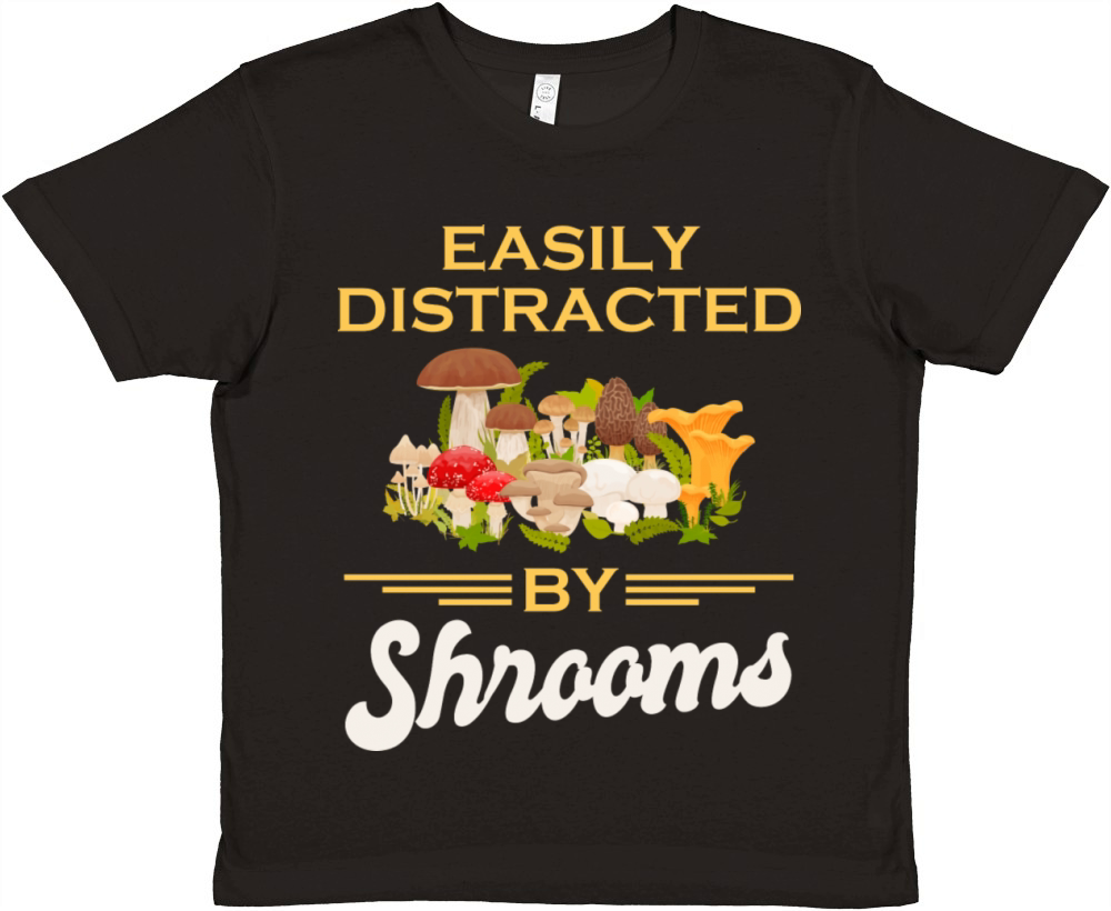 Easily Distracted By Shrooms Premium Kids Crewneck T-shirt