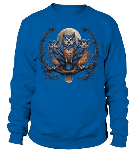 Moon Owl Birds Owl Gifts Graphic for Men Women Boy Sweatshirt Unisex