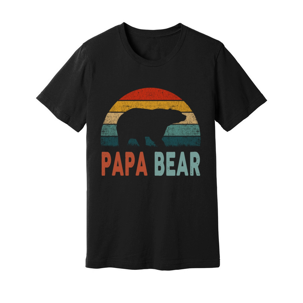 Papa Bear Vintage Daddy Fathers Day Retro Dad Unisex Jersey Tee