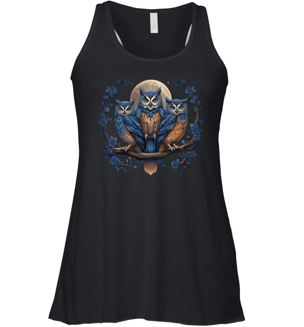 Moon Owl Birds Owl Gifts Graphic for Men Women Boy Women's Flowy Tank Top