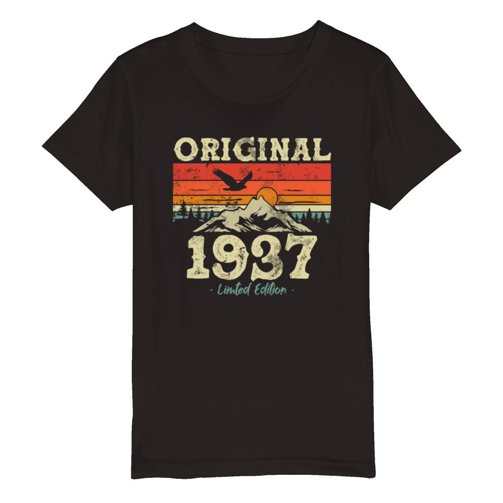 86th Birthday Woman Man Vintage 1937 86 Years Organic Kids Crewneck T-shirt