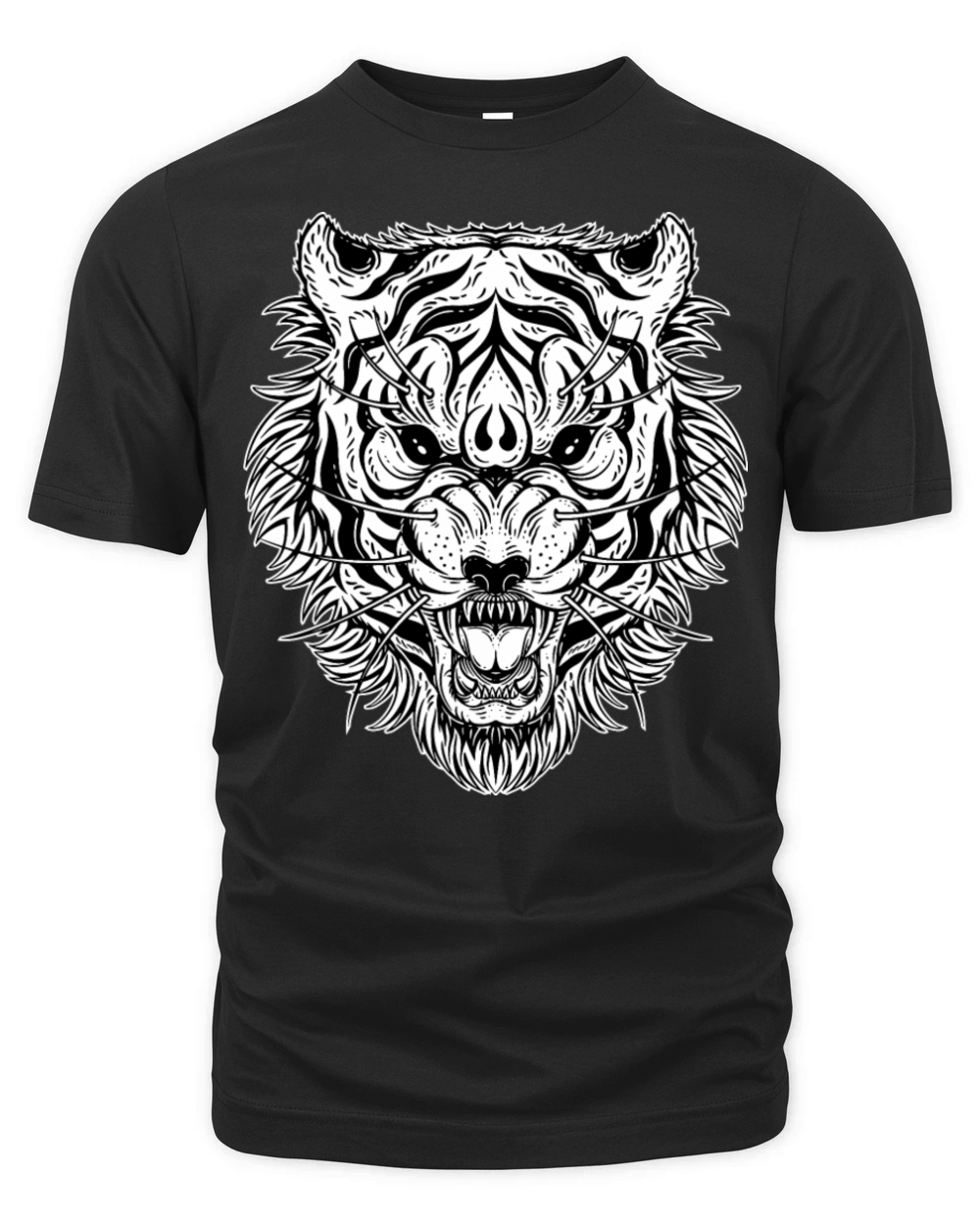 Dark Indignant Tiger Head Organic Unisex T-shirt
