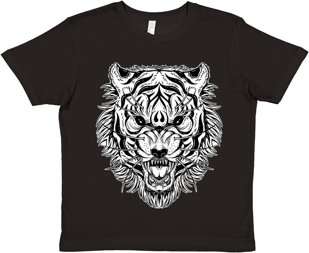 Dark Indignant Tiger Head Premium Kids Crewneck T-shirt